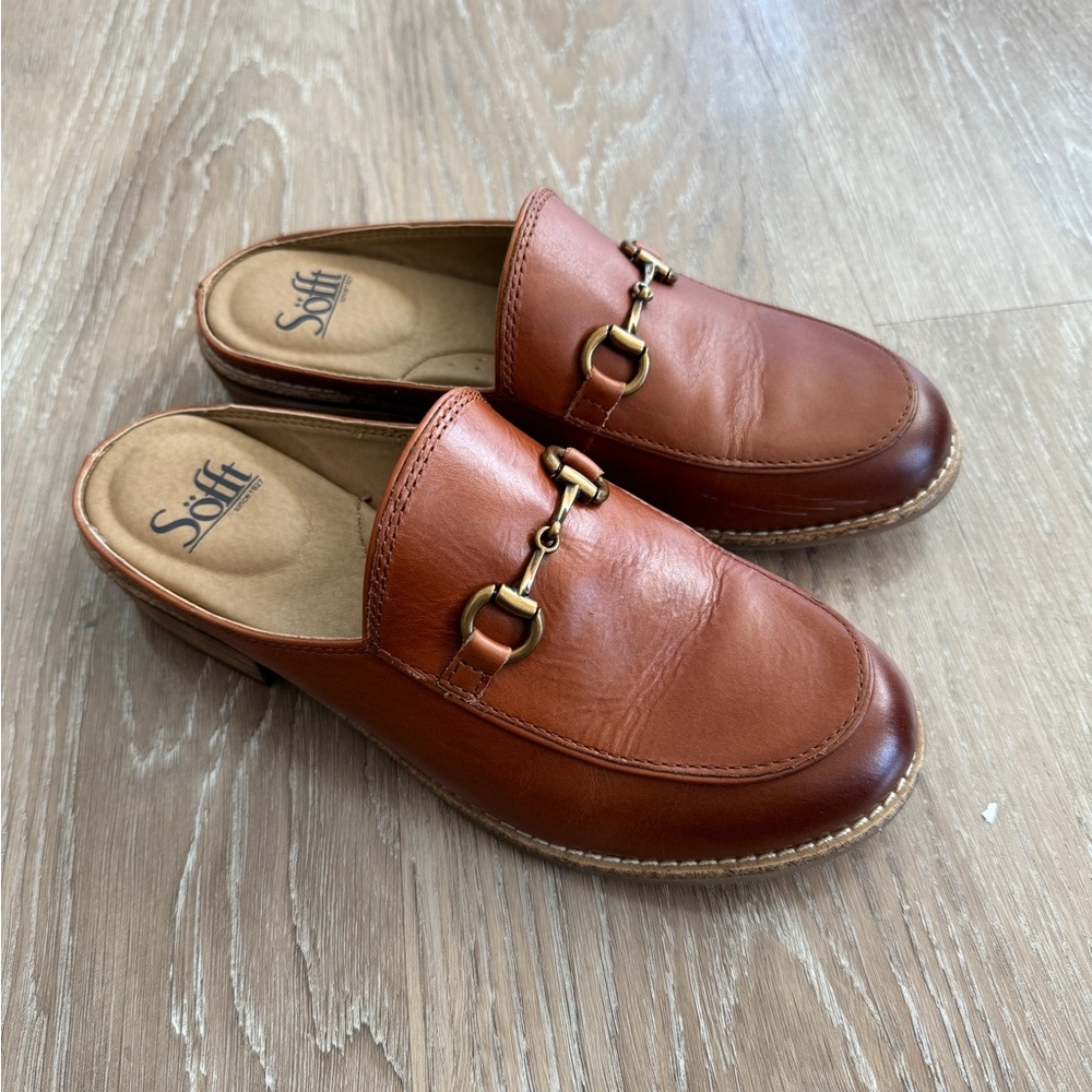 New Brown Leather Loafer Mules - Unworn